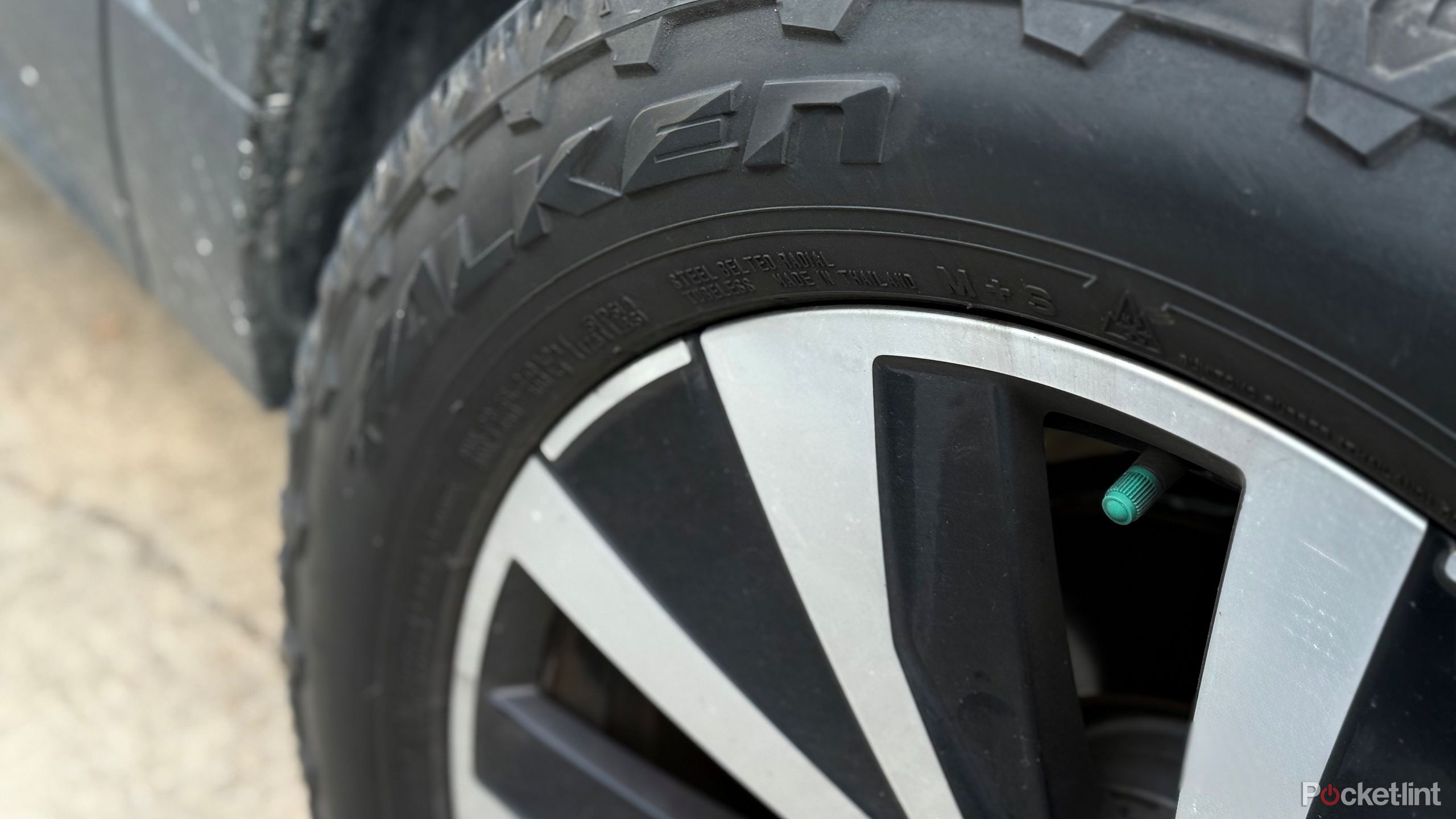 A Falken Wildpeak AT tire mounted on a 2022 Volkswagen Taos. 