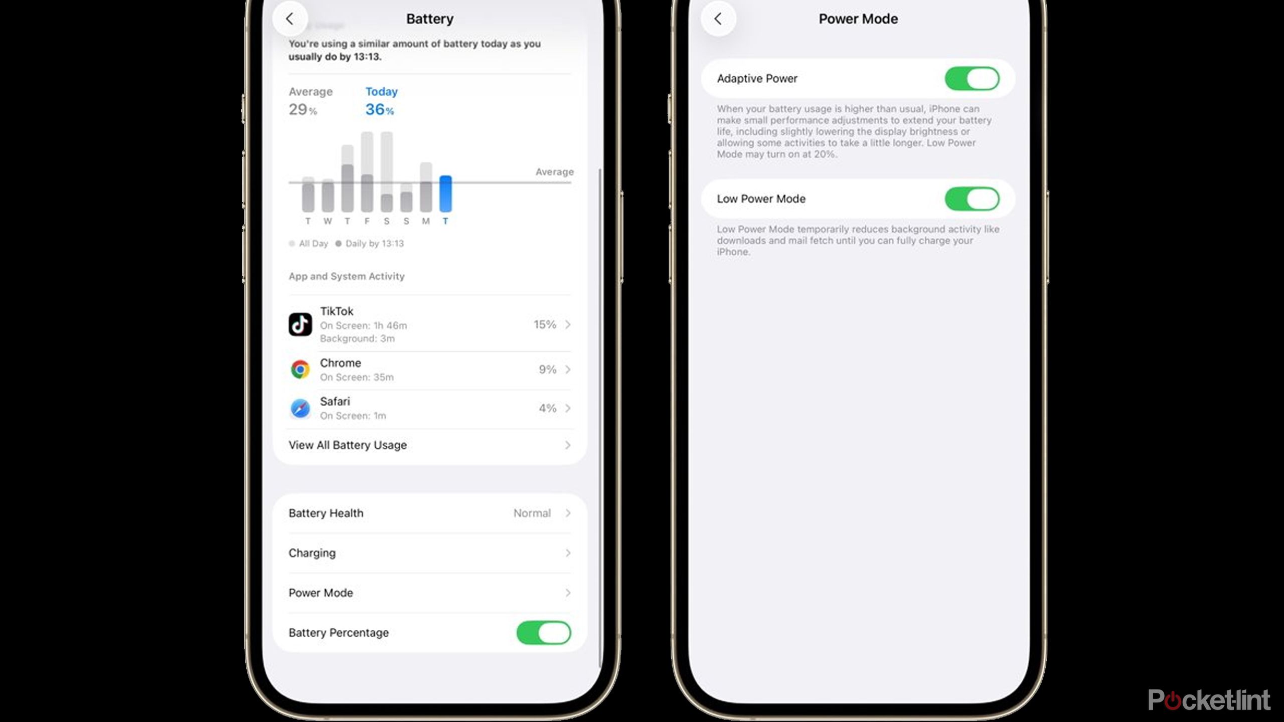 Turning on Adaptive Power Mode in iOS 26.