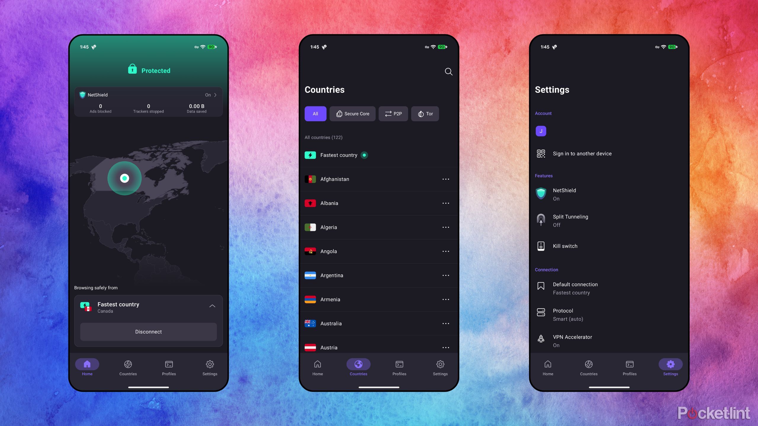 Proton VPN screenshots