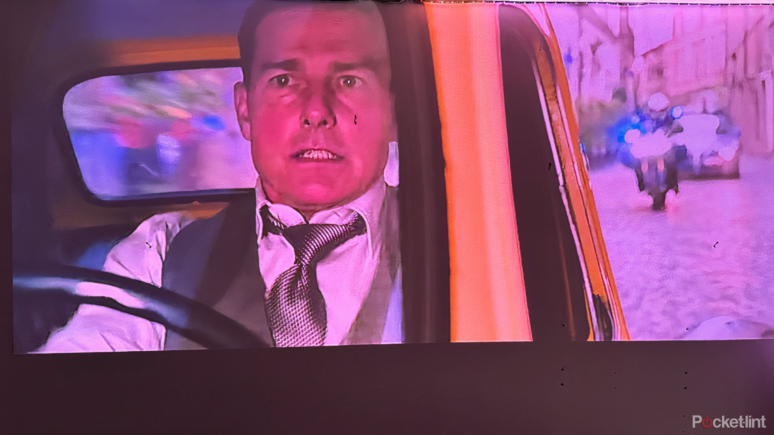 Scene from Mission Impossible Dead Reckoning on Samsung Premiere 5 Projector