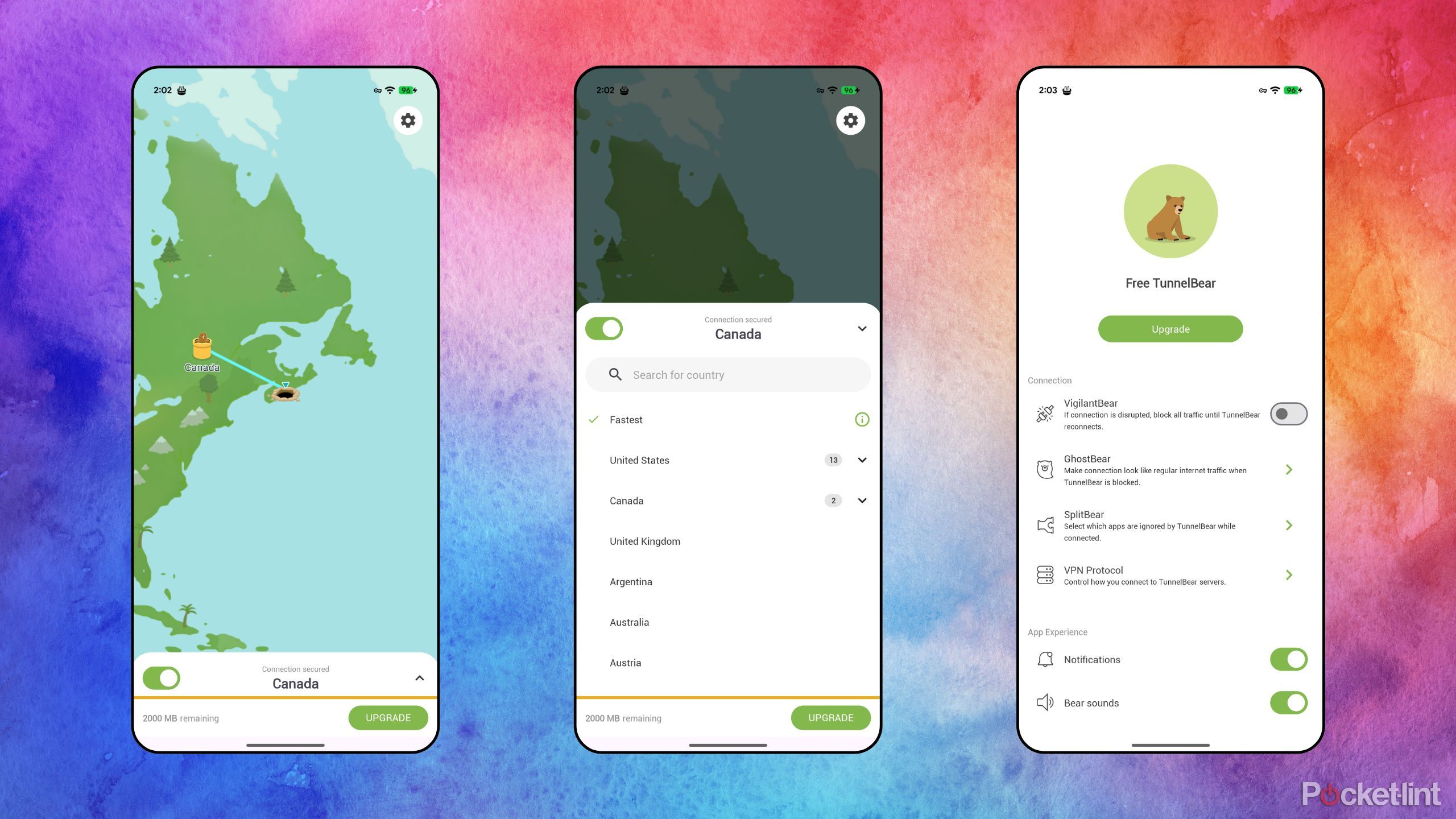 TunnelBear screenshots
