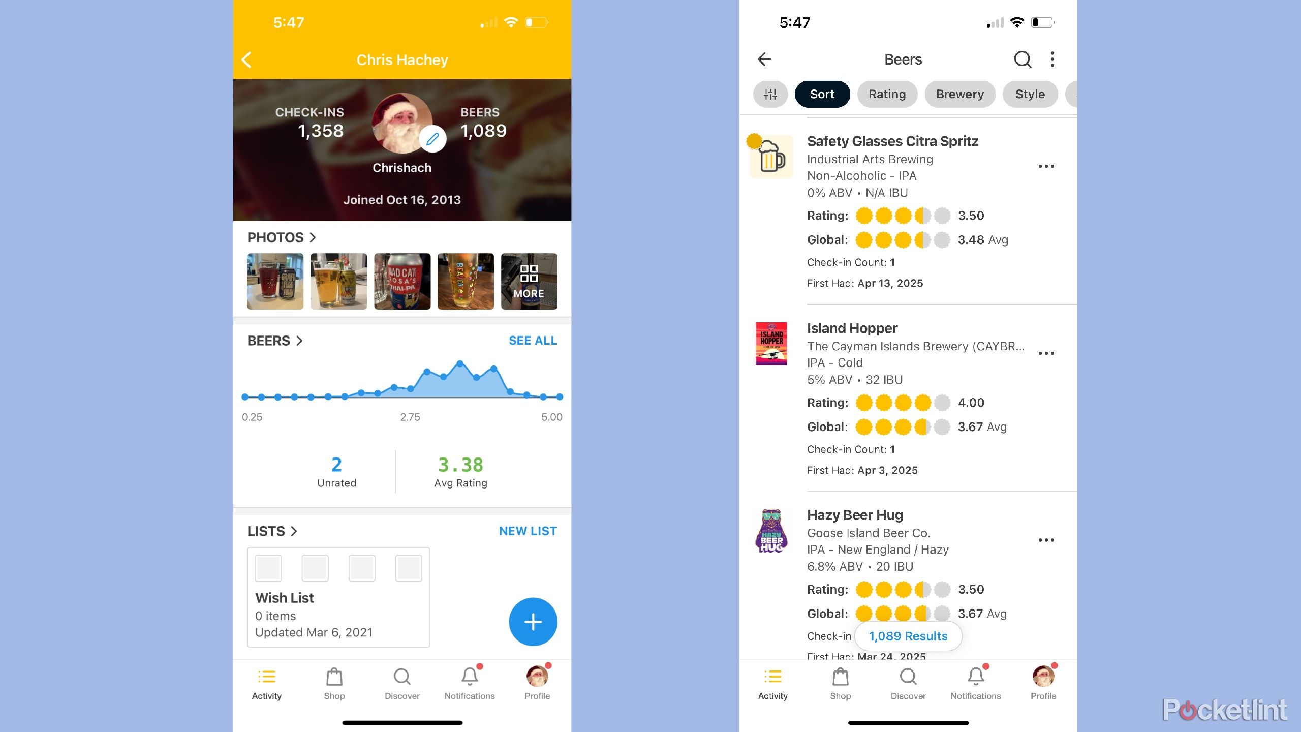 untappd beer check-in list