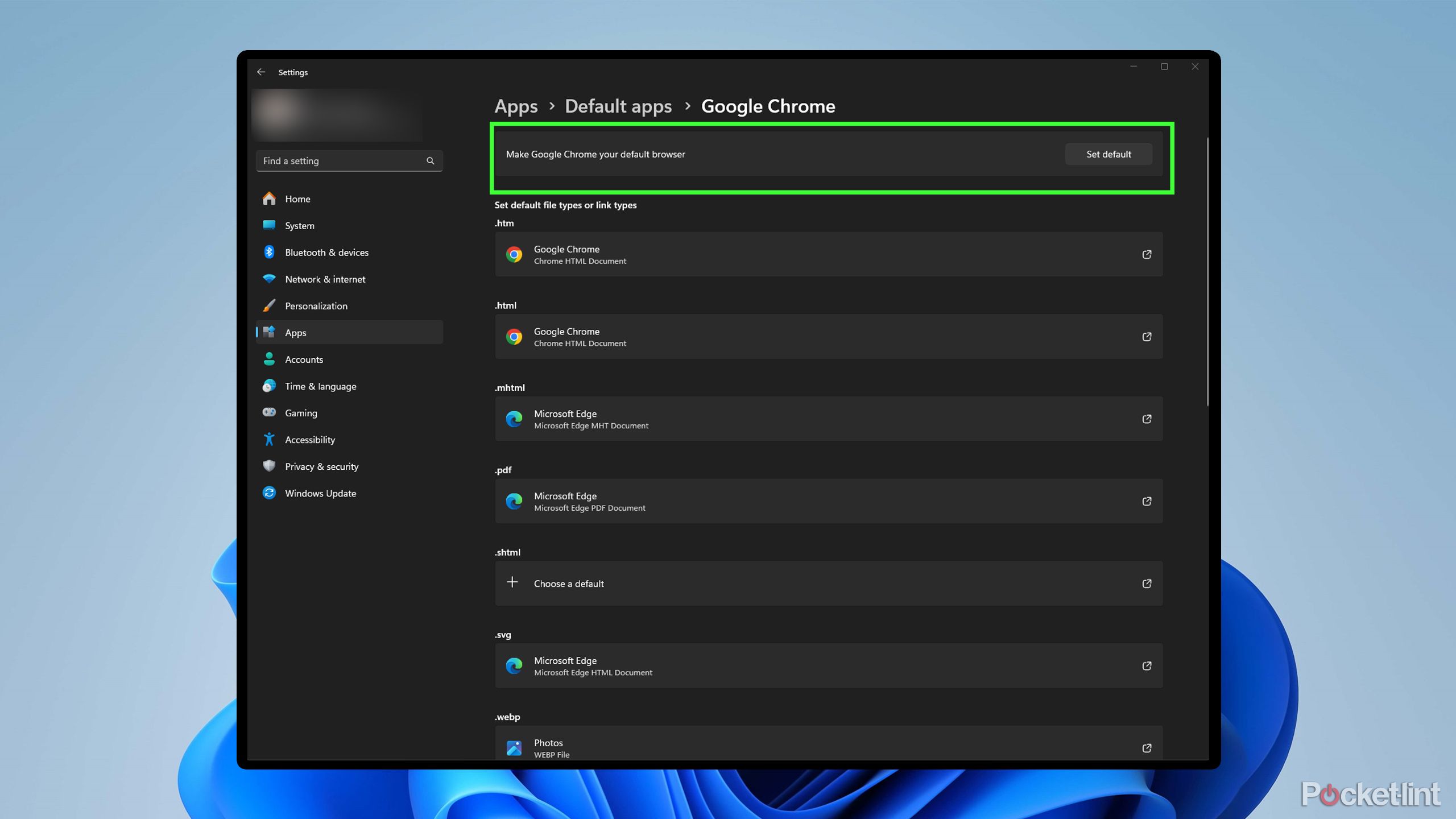 Windows 11 change default browser.