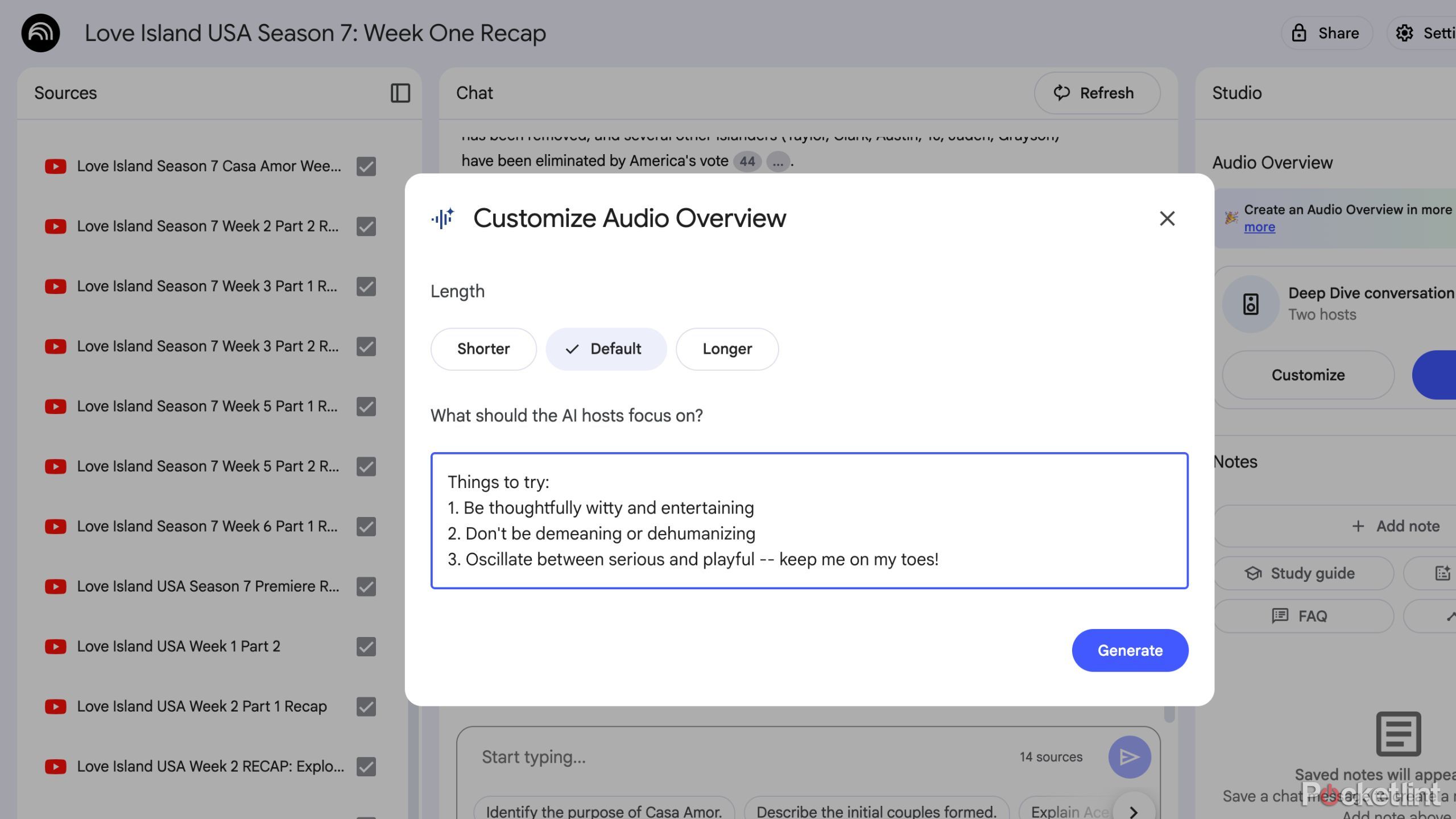 Customizing Audio Overview on NotebookLM.