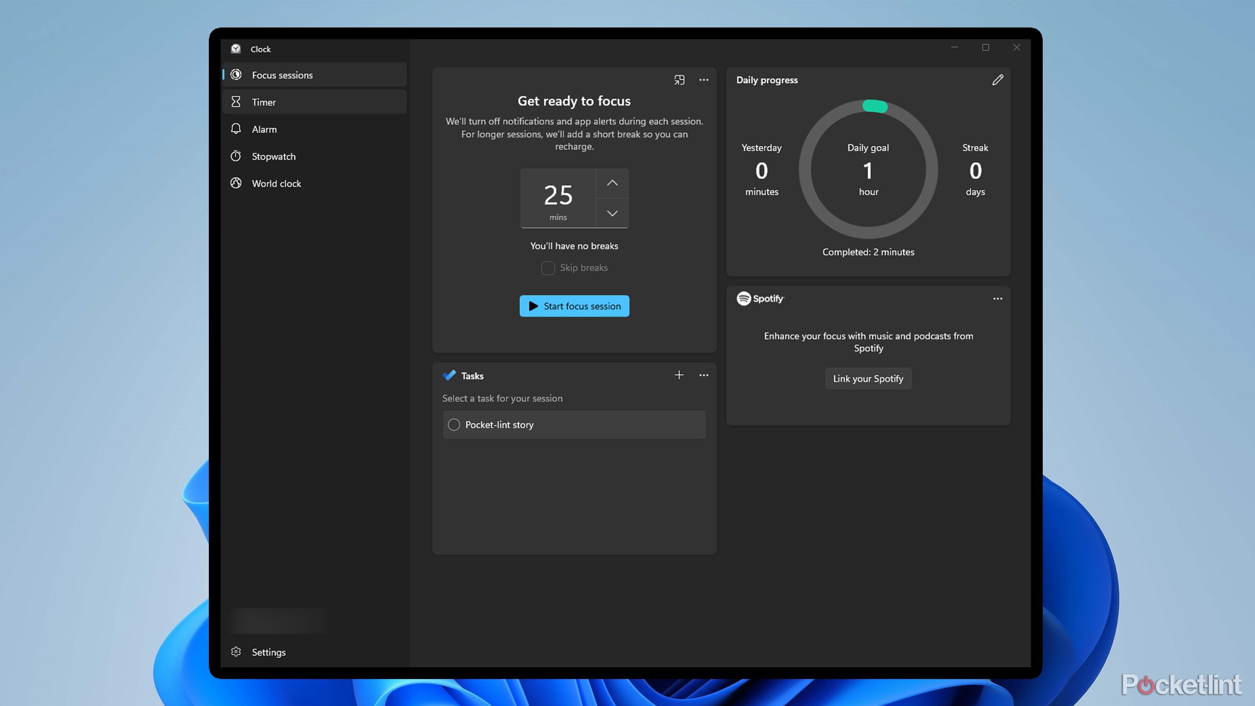 Focus Mode on Windows 11.