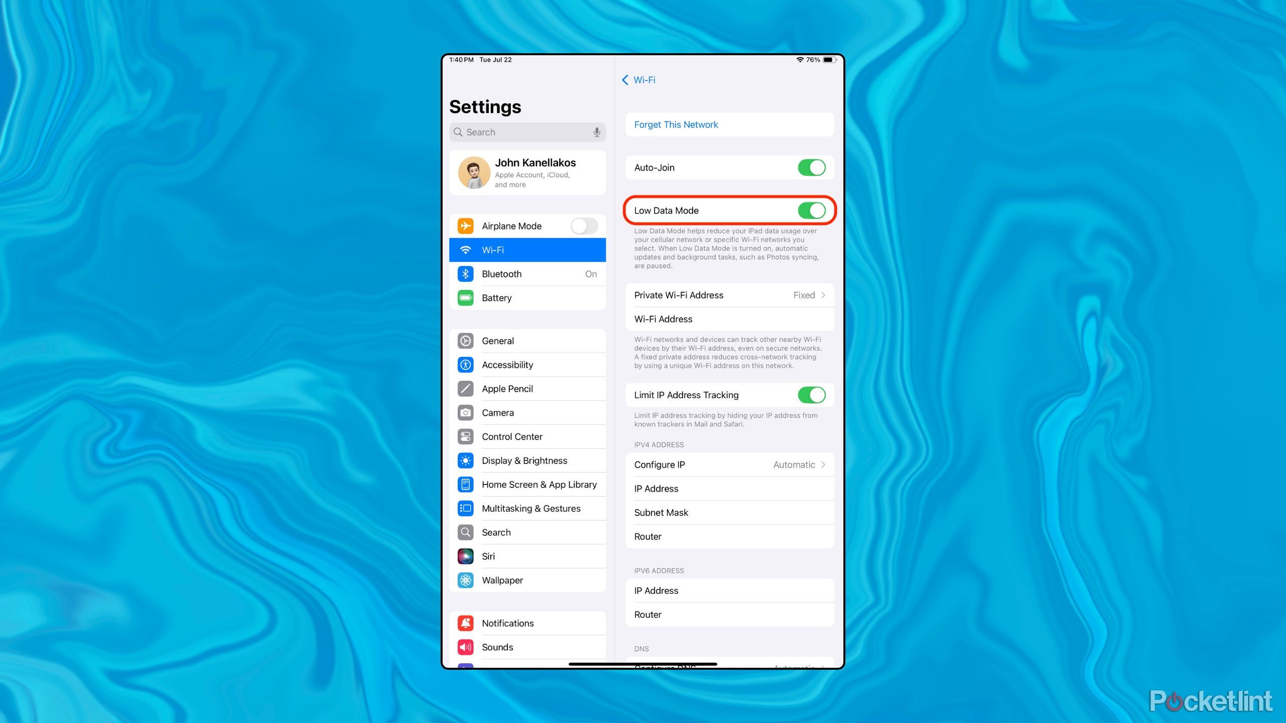 iPadOS Low Data Mode