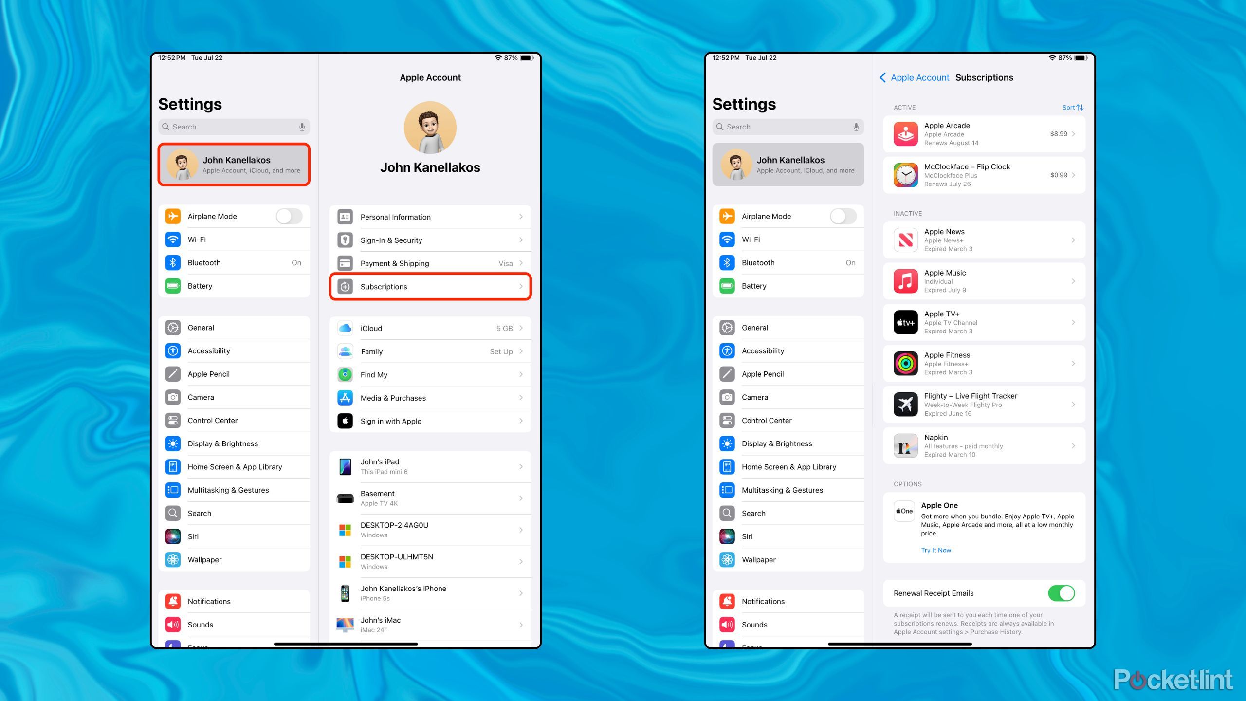 iPadOS subscription management