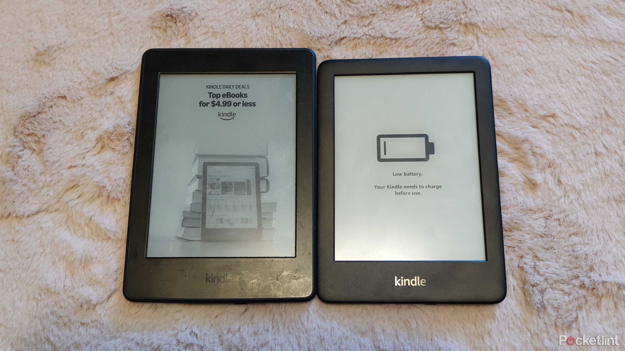 Kindle Paperwhite and Kindle on rug
