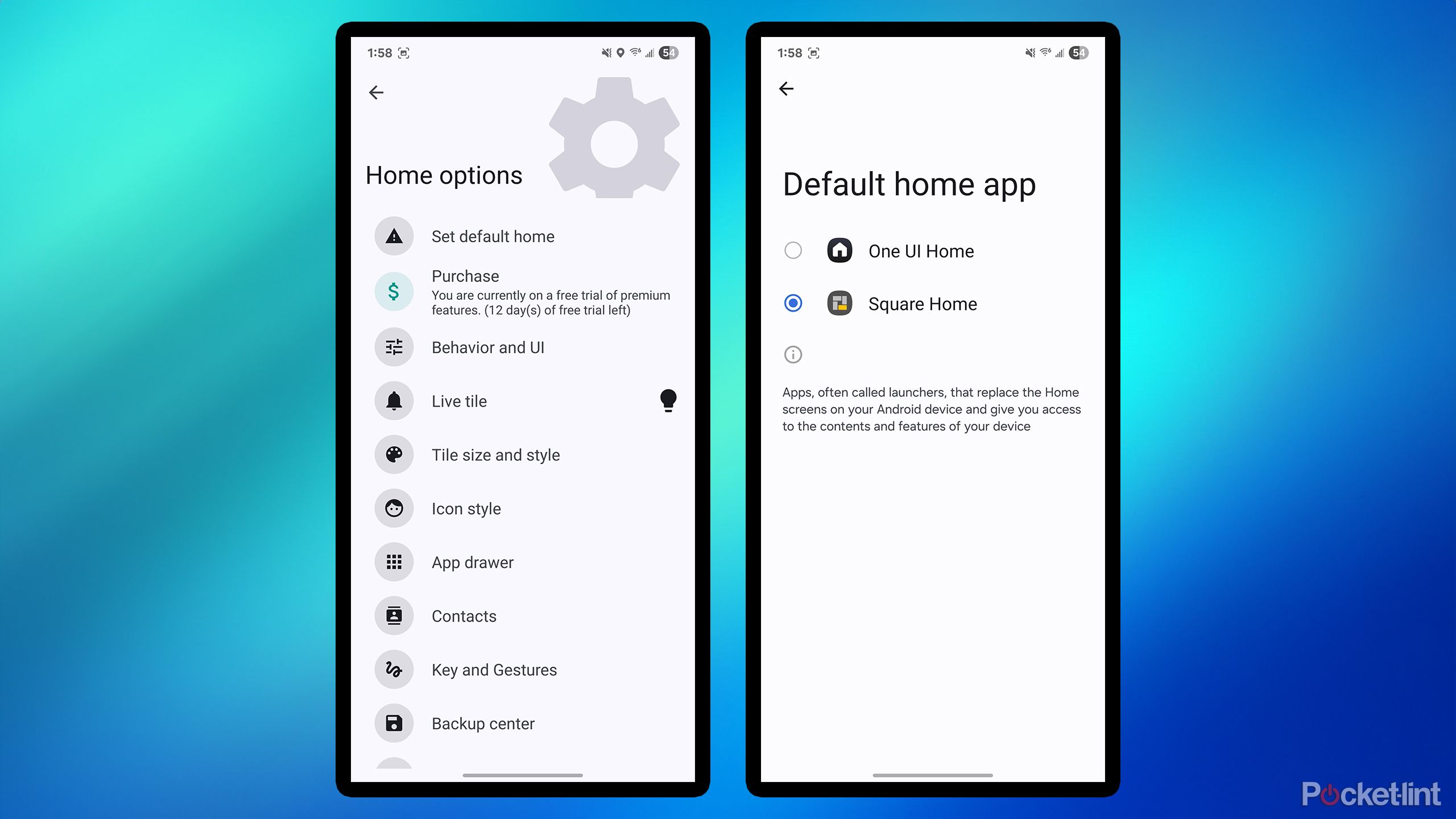 Square Home settings.