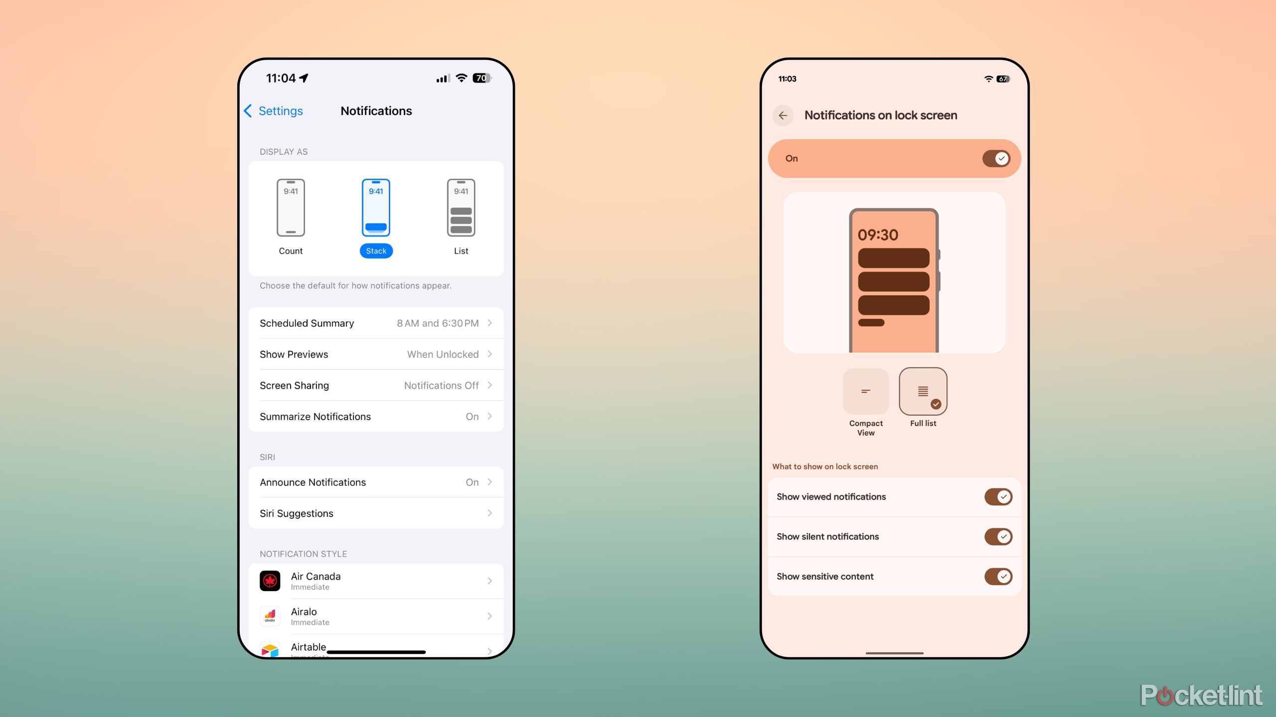 transient notifications