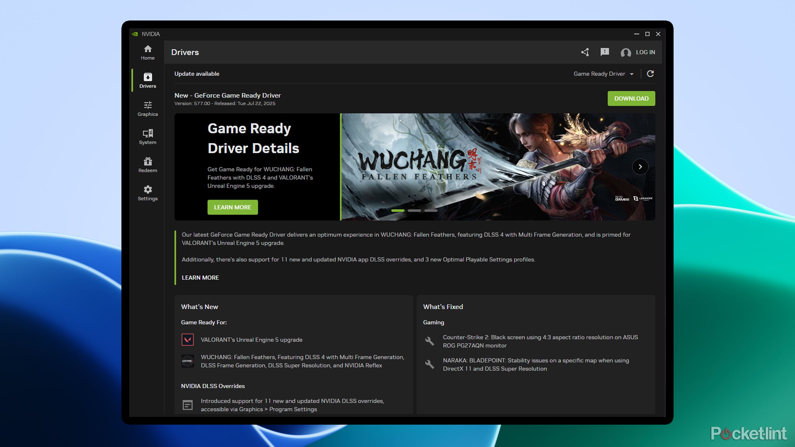 Nvidia app on Windows 11.