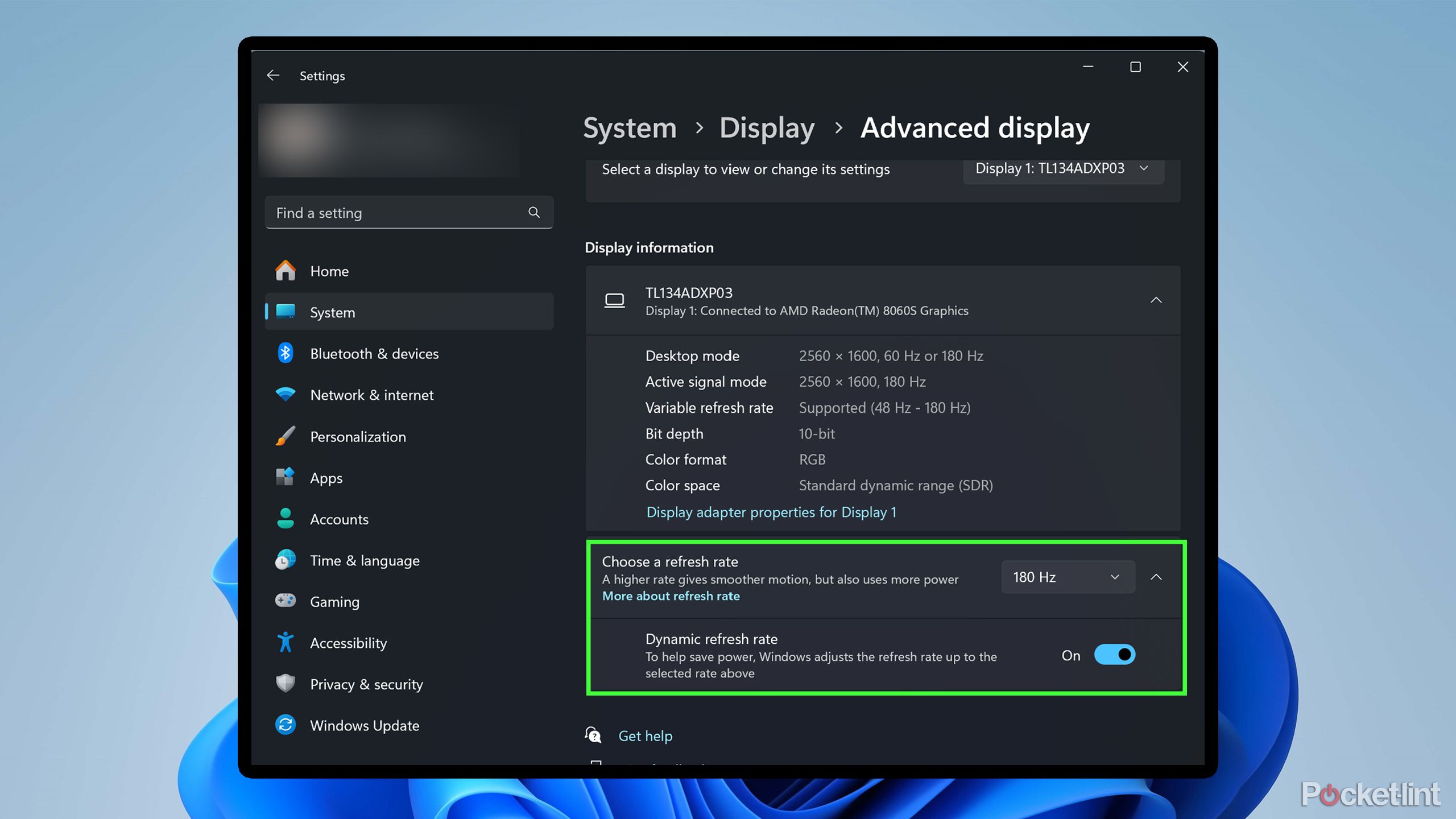 Dynamic Refresh Rate Windows.