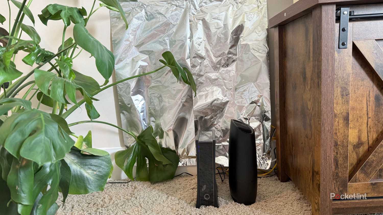 Putting tin foil behind a router. 