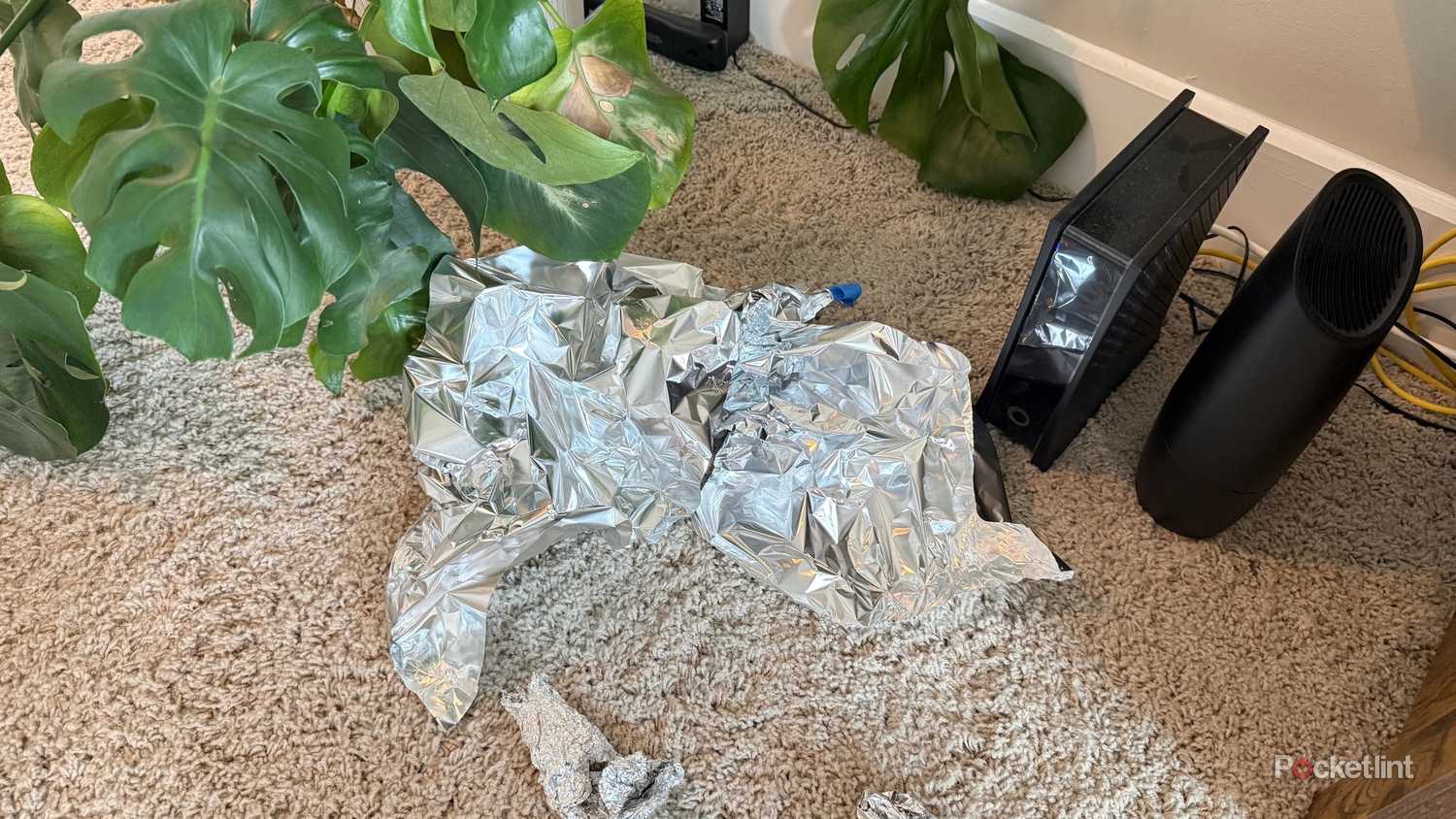 Crumpled up tin foil. 