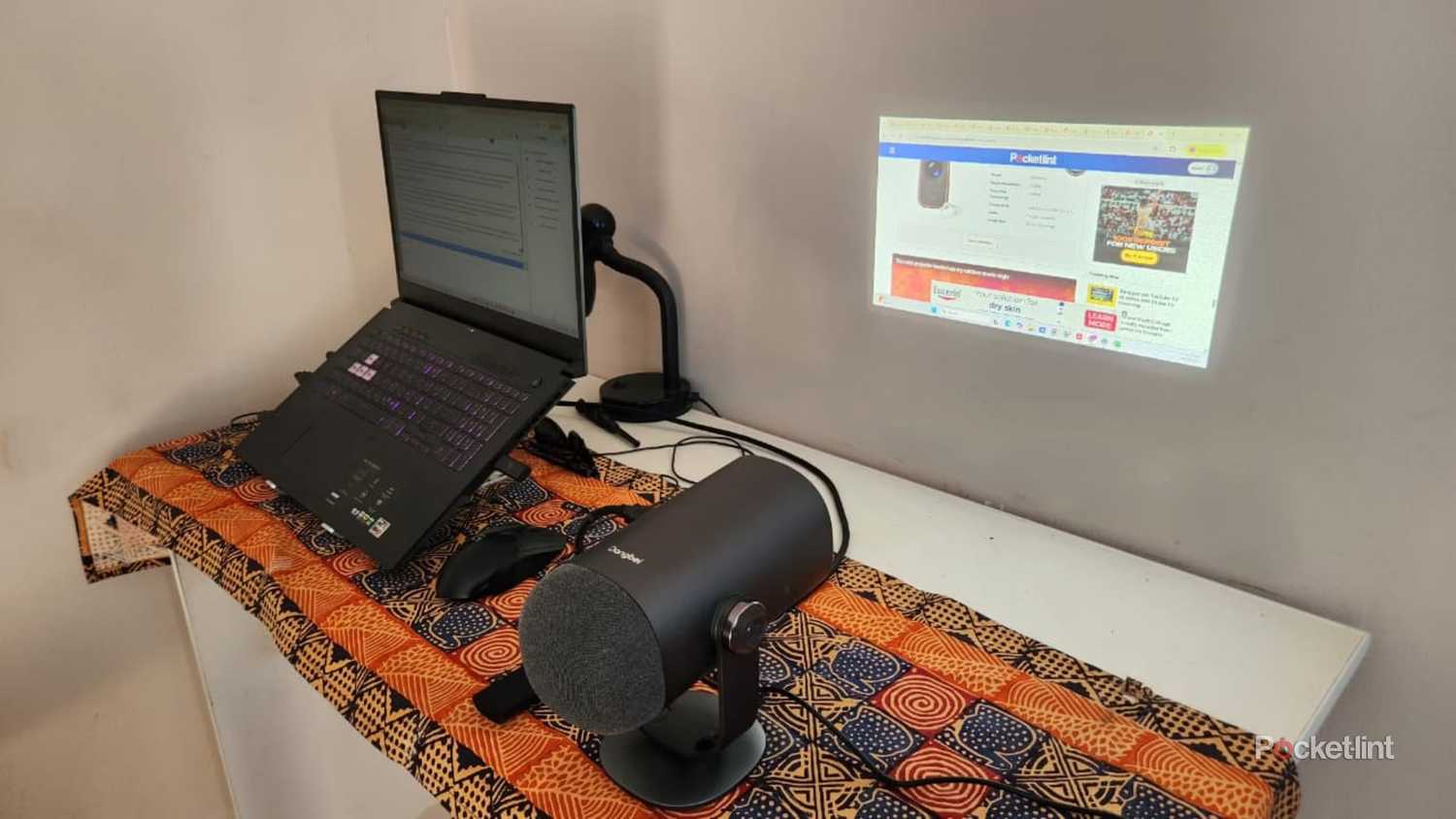 Laptop and projector.