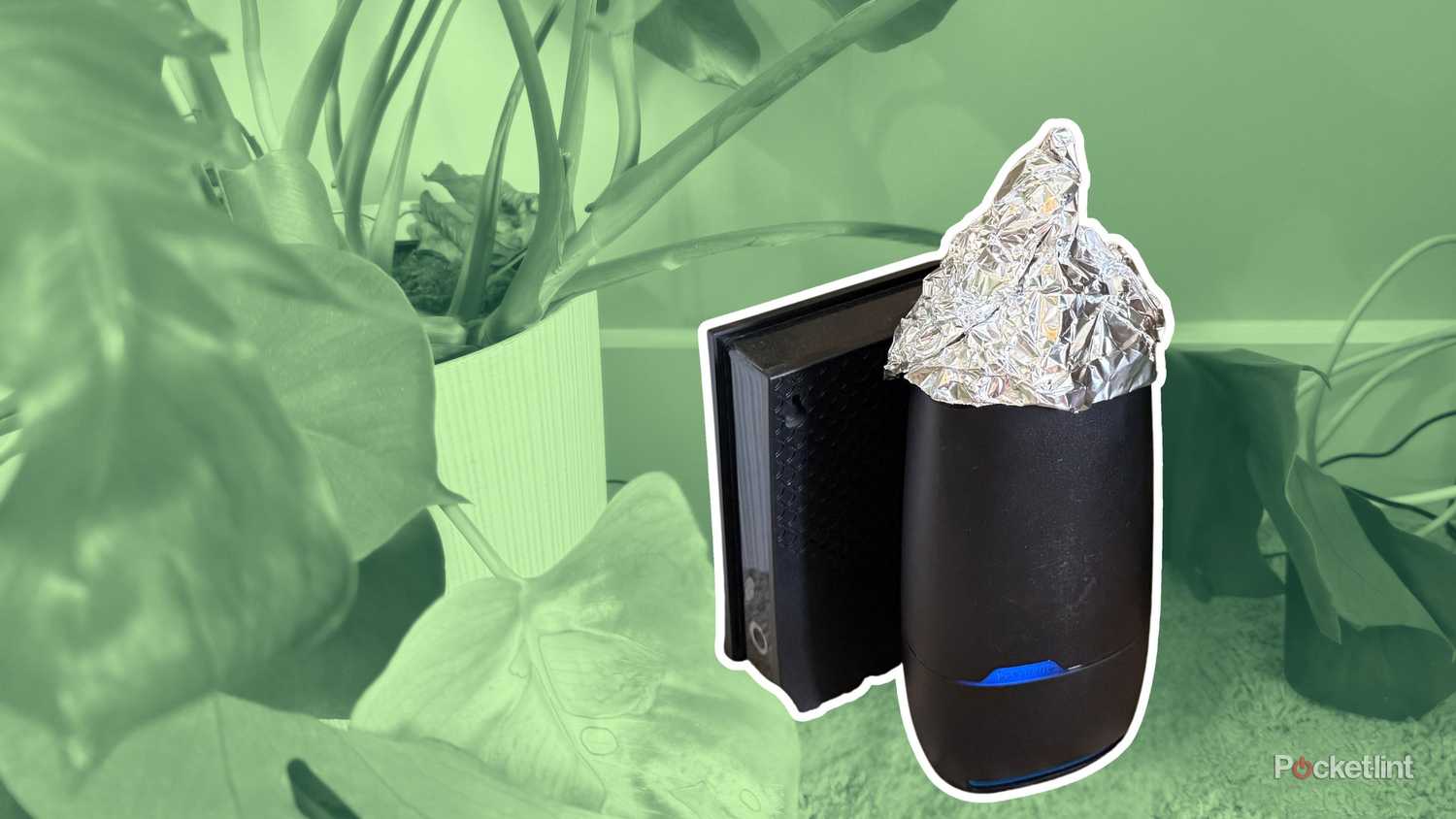 A router wearing a tin foil hat. 