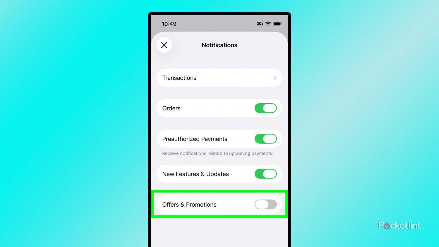 iOS 26 Apple Wallet notification settings.