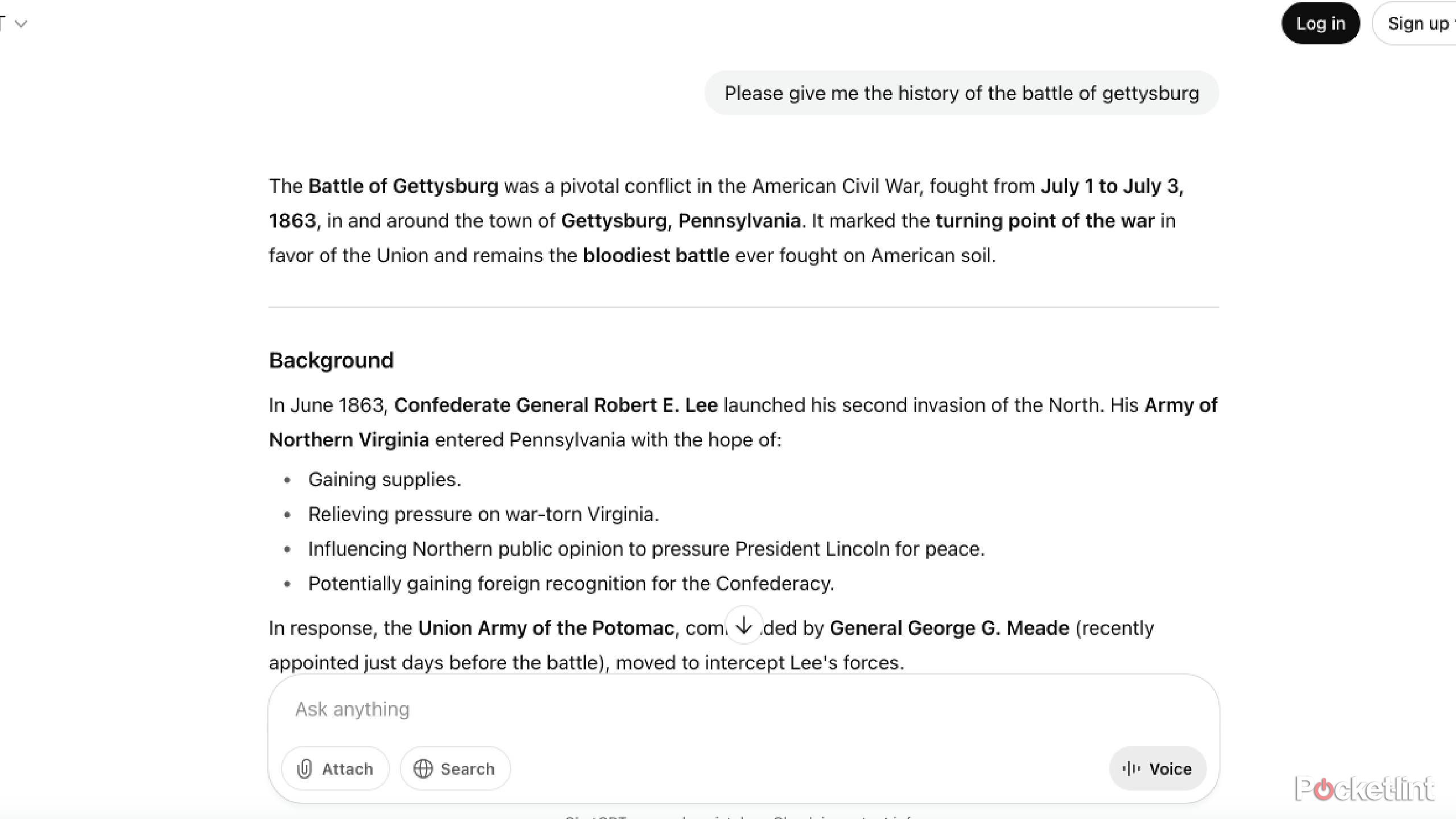 Using ChatGPT for research on Gettysburg