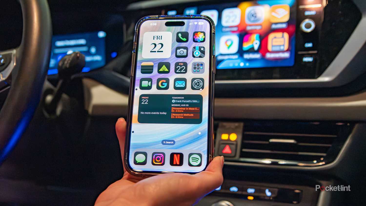 A still photo of the active vehicle motion cues on iPhone 15 Plus. 