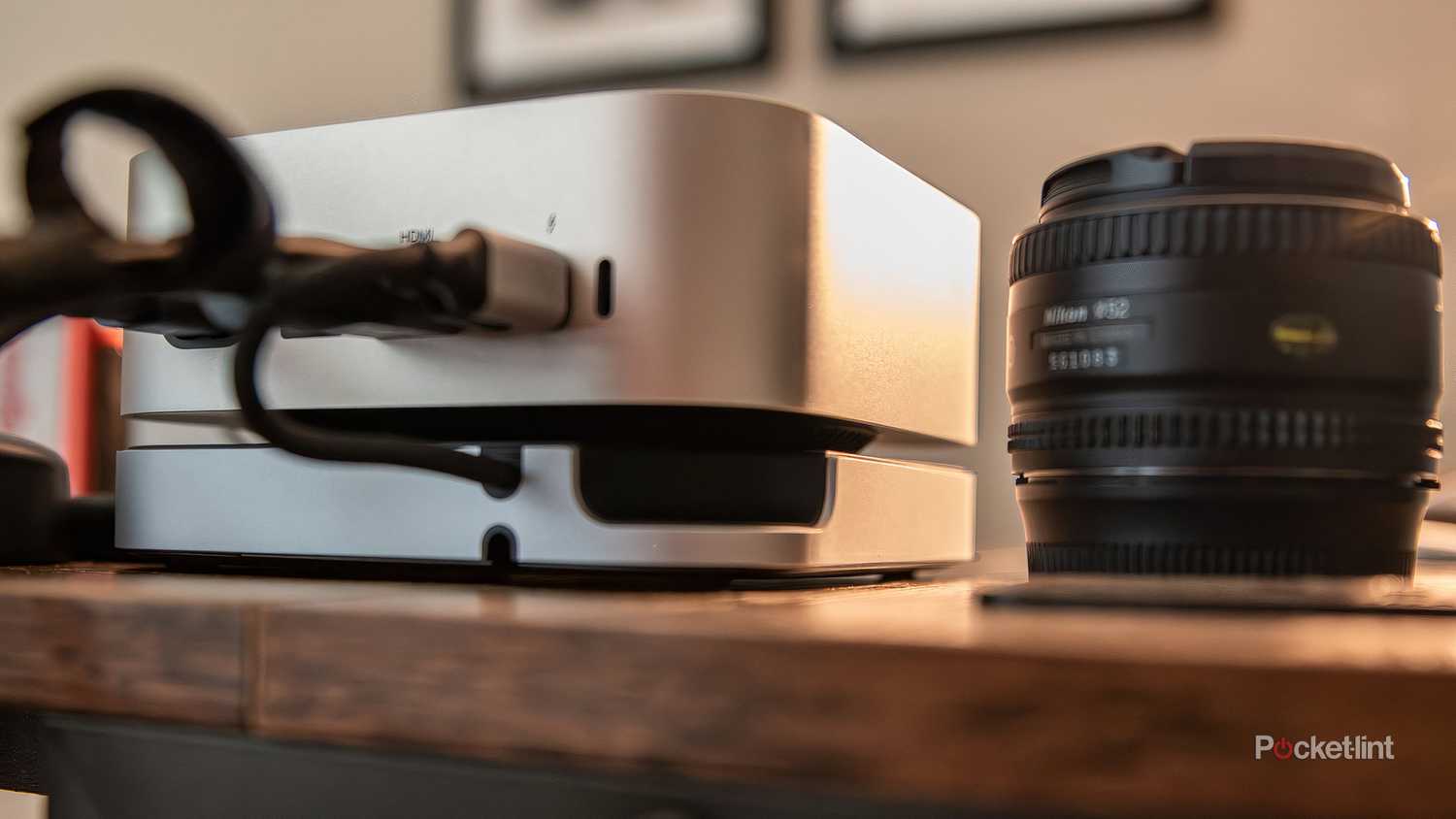 A still photo of the Satechi Mac Mini M4 base from the rear side.