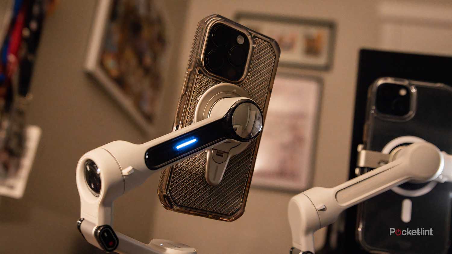 A still photo of the Insta360 Flow 2 Pro from the bottom left side. 