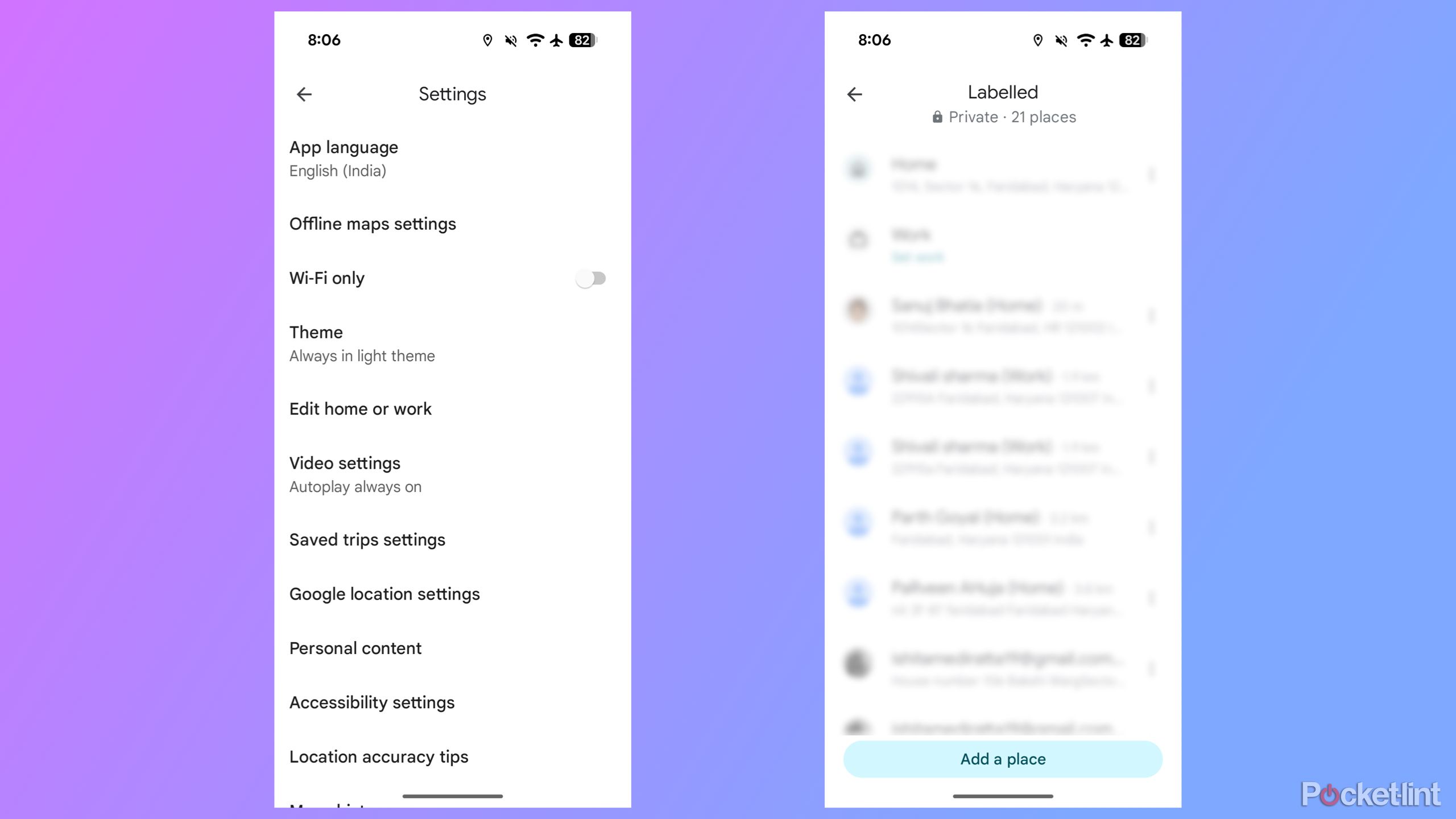 Setting up home and workplace in Google Maps