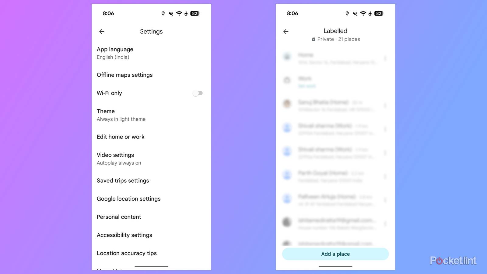 Setting up home and workplace in Google Maps