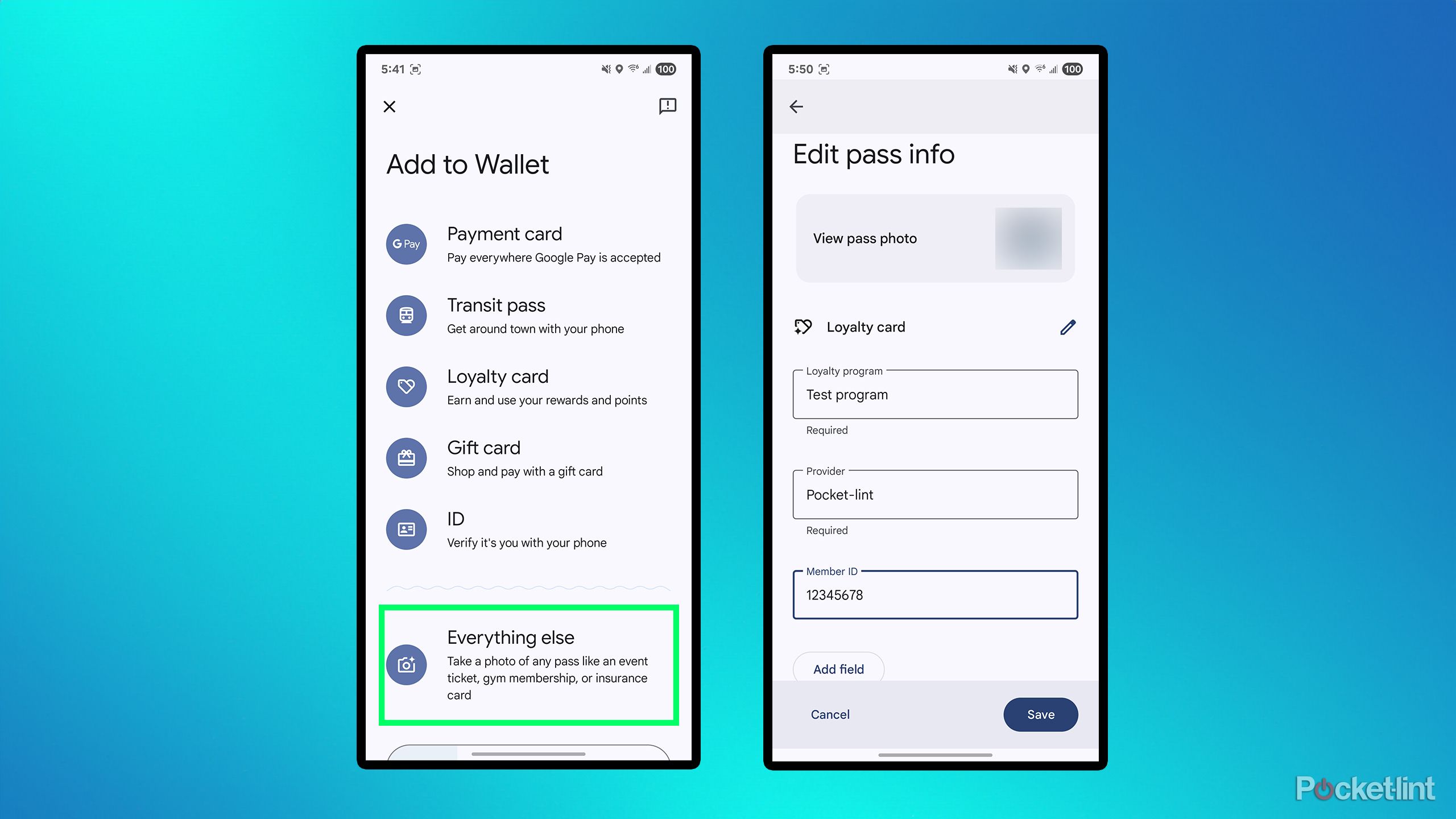 Google Wallet custom cards.