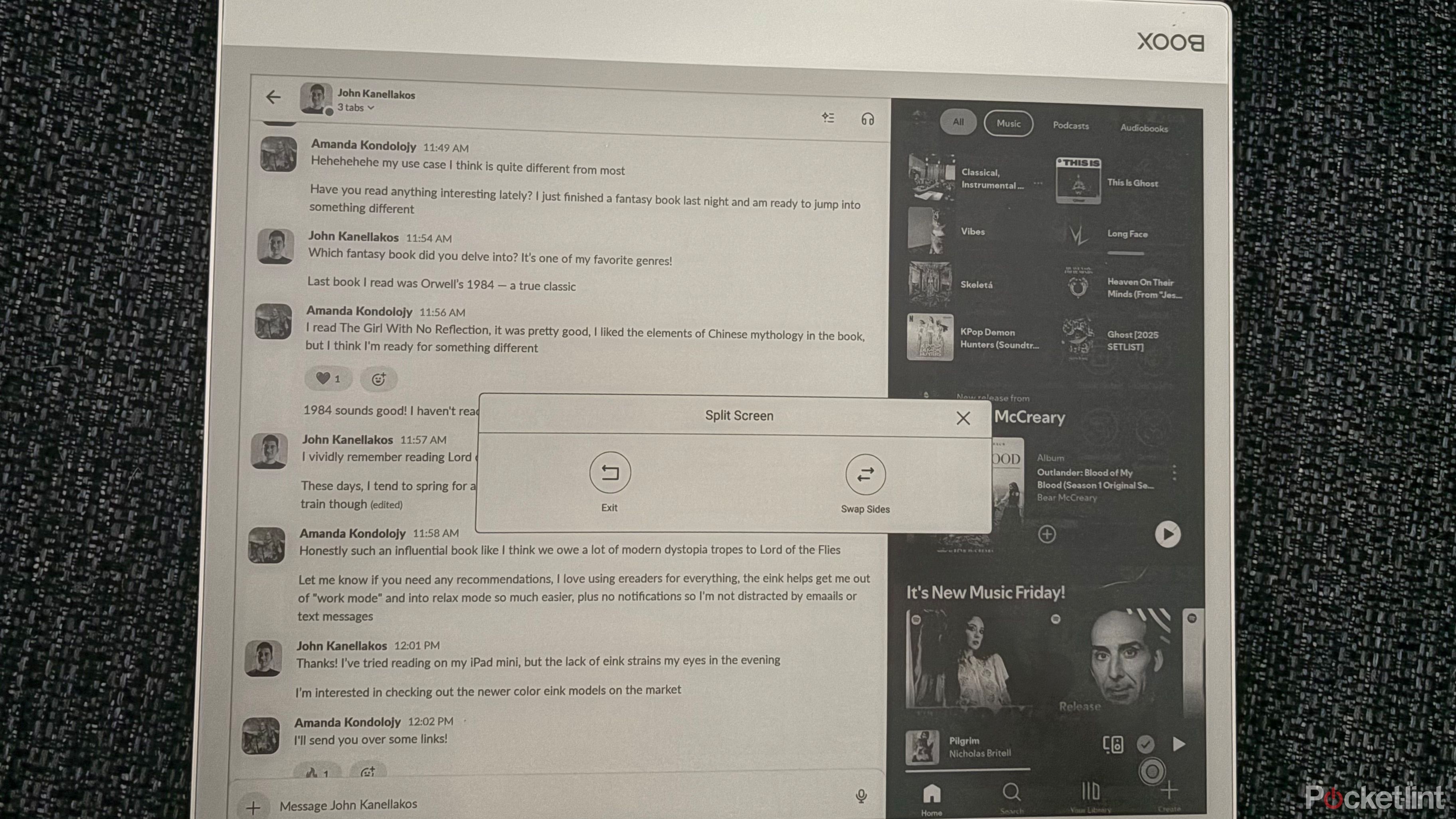 Boox Note Max split screen