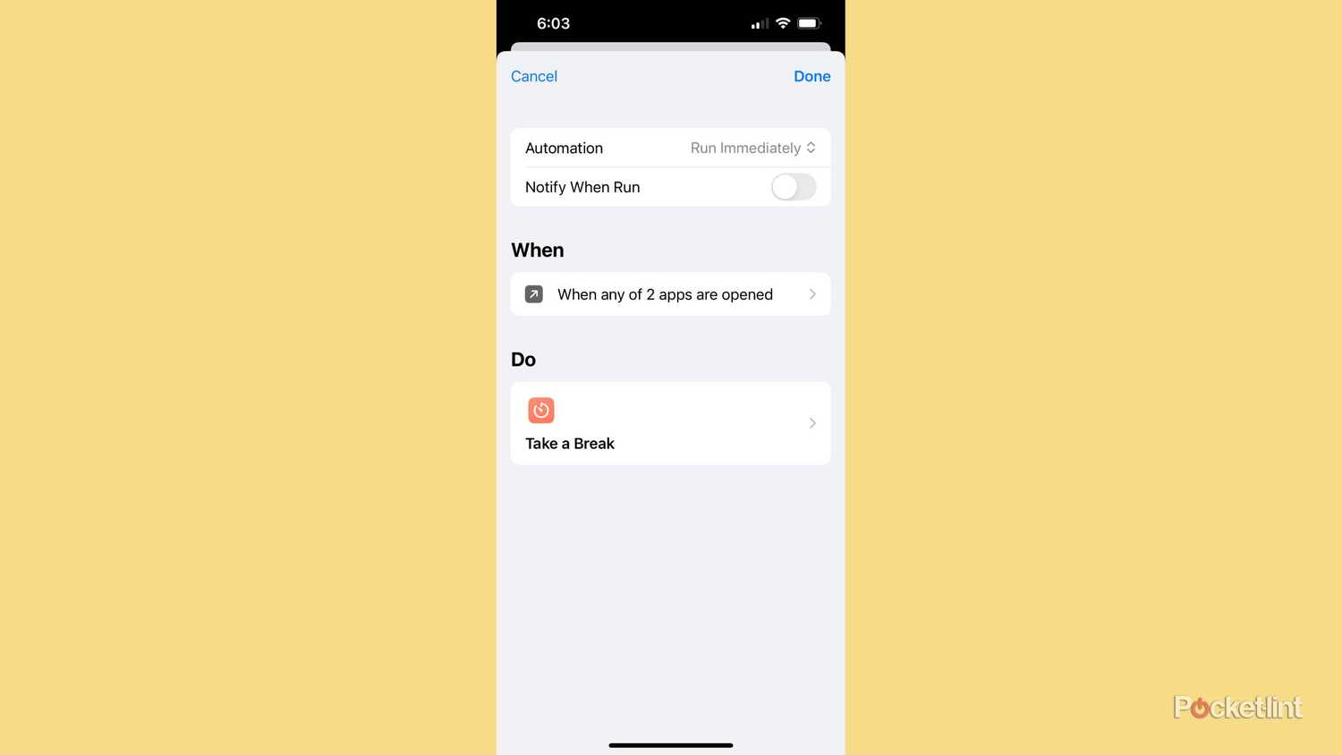 iPhone automations to take a break when social media is opened