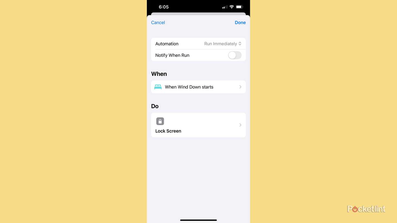 Bring up the lock screen as an automation on iPhone