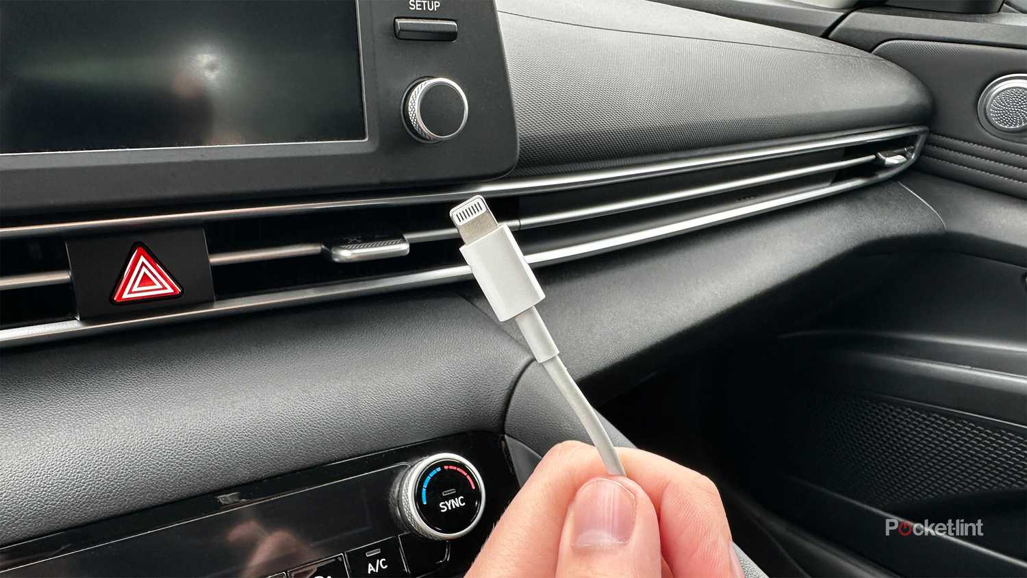 lightning cable in car.