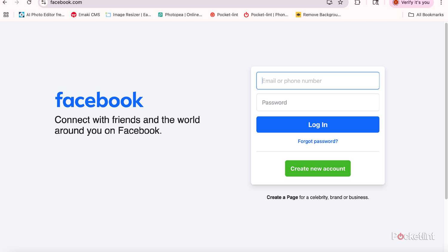 The browser look of Facebook. 