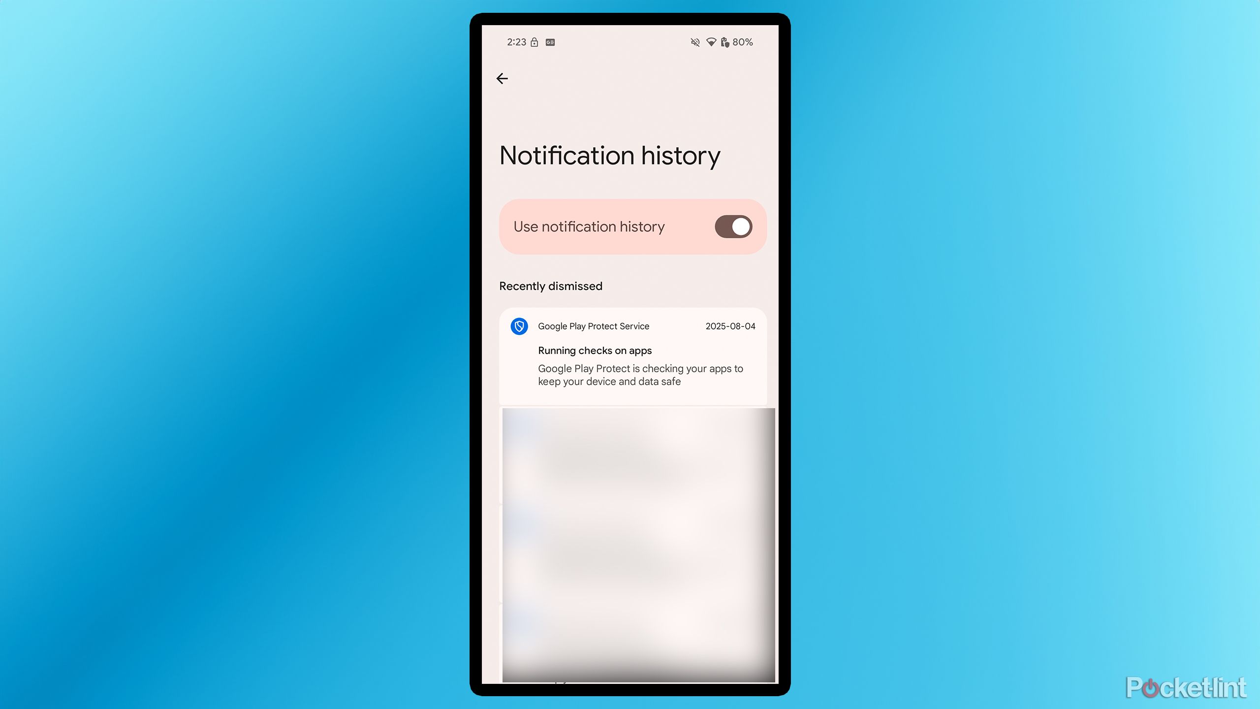 Notification History on Android.