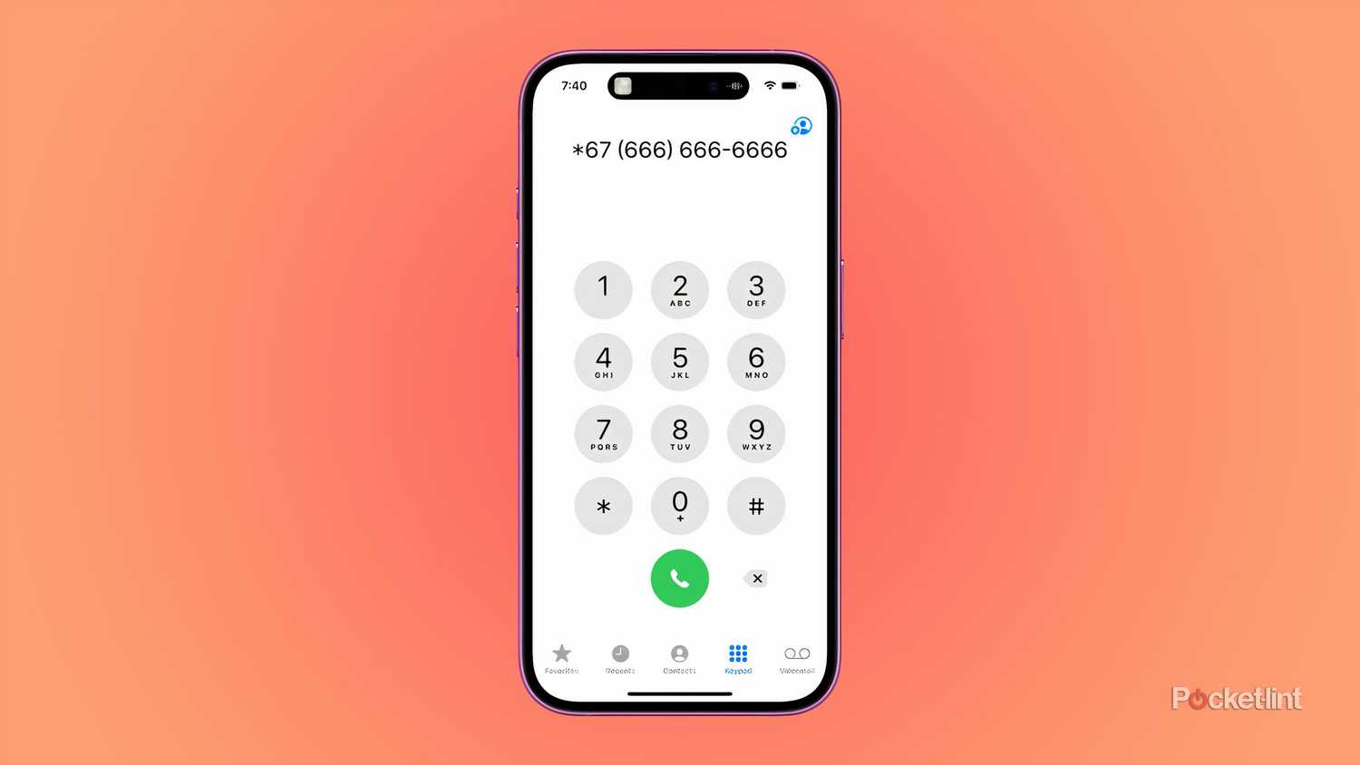 A screenshot of the iOS dialer making a phone call private.