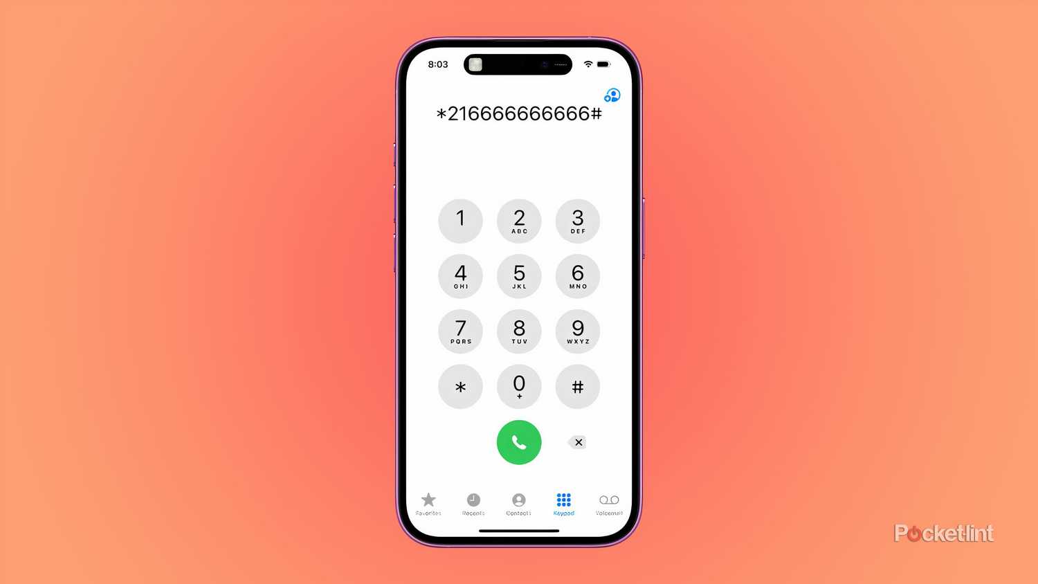 A screenshot of the iOS dialer.