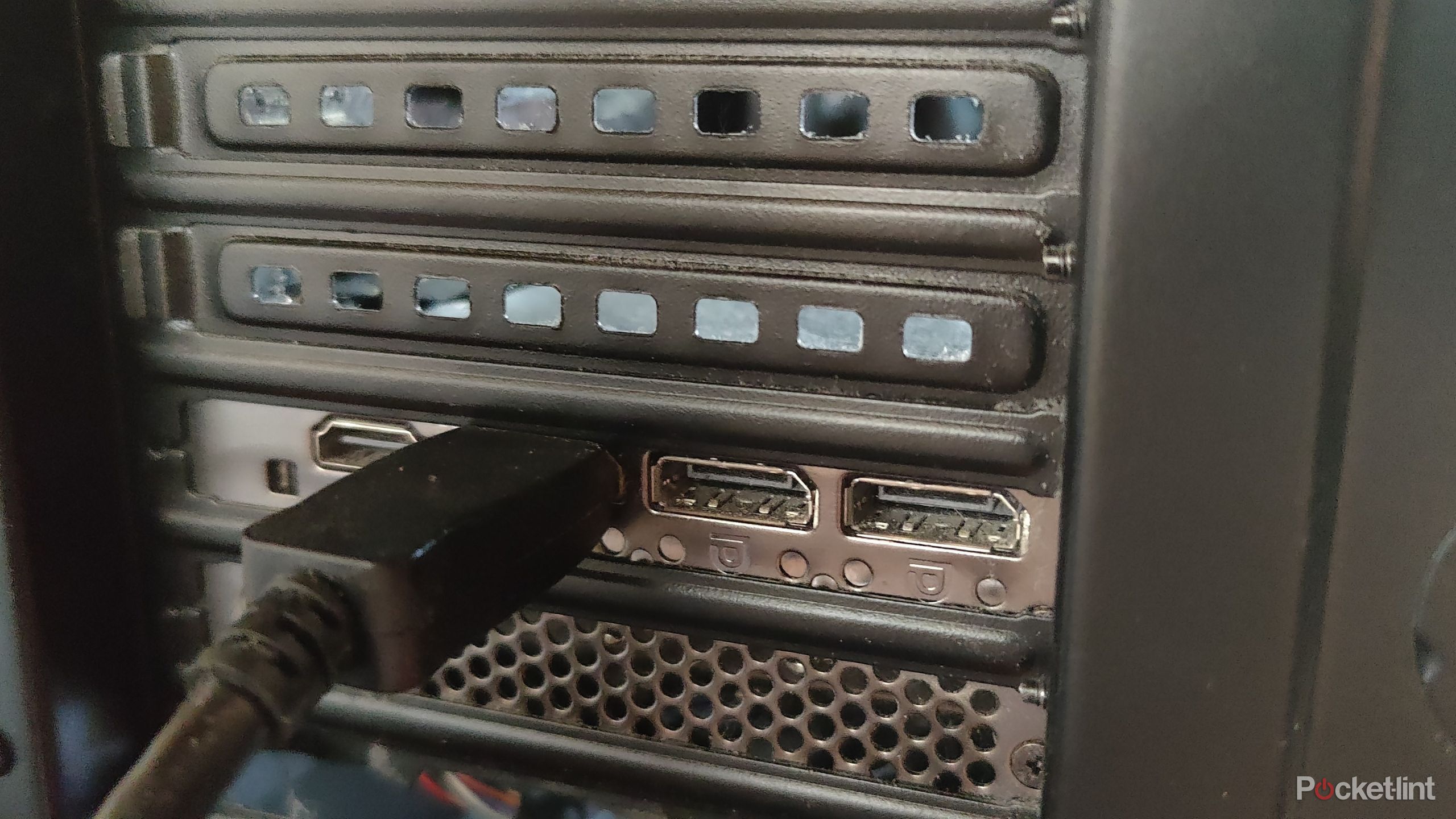 DisplayPort cable plugged into PC