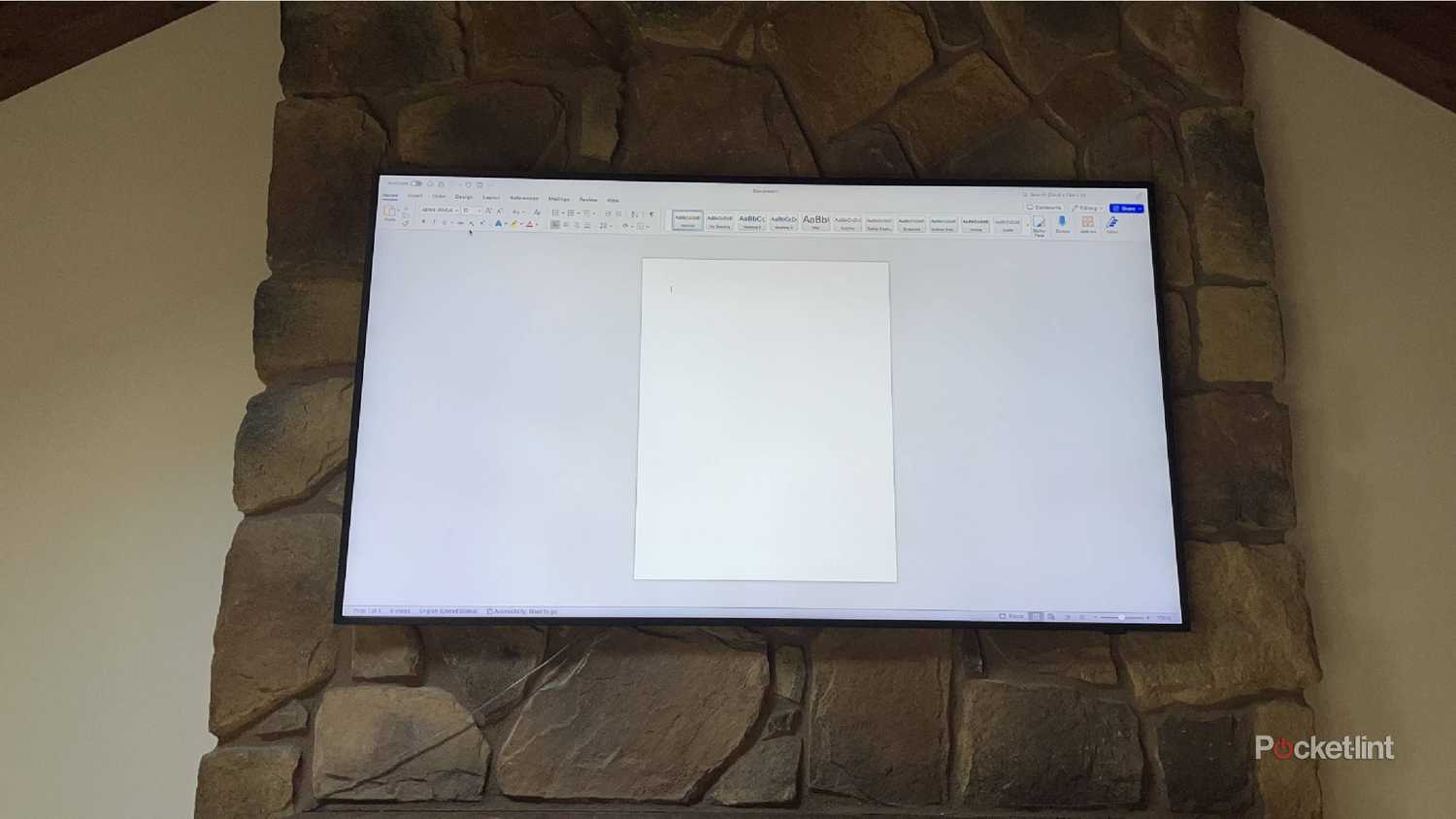 A smart tv showing Microsoft Word
