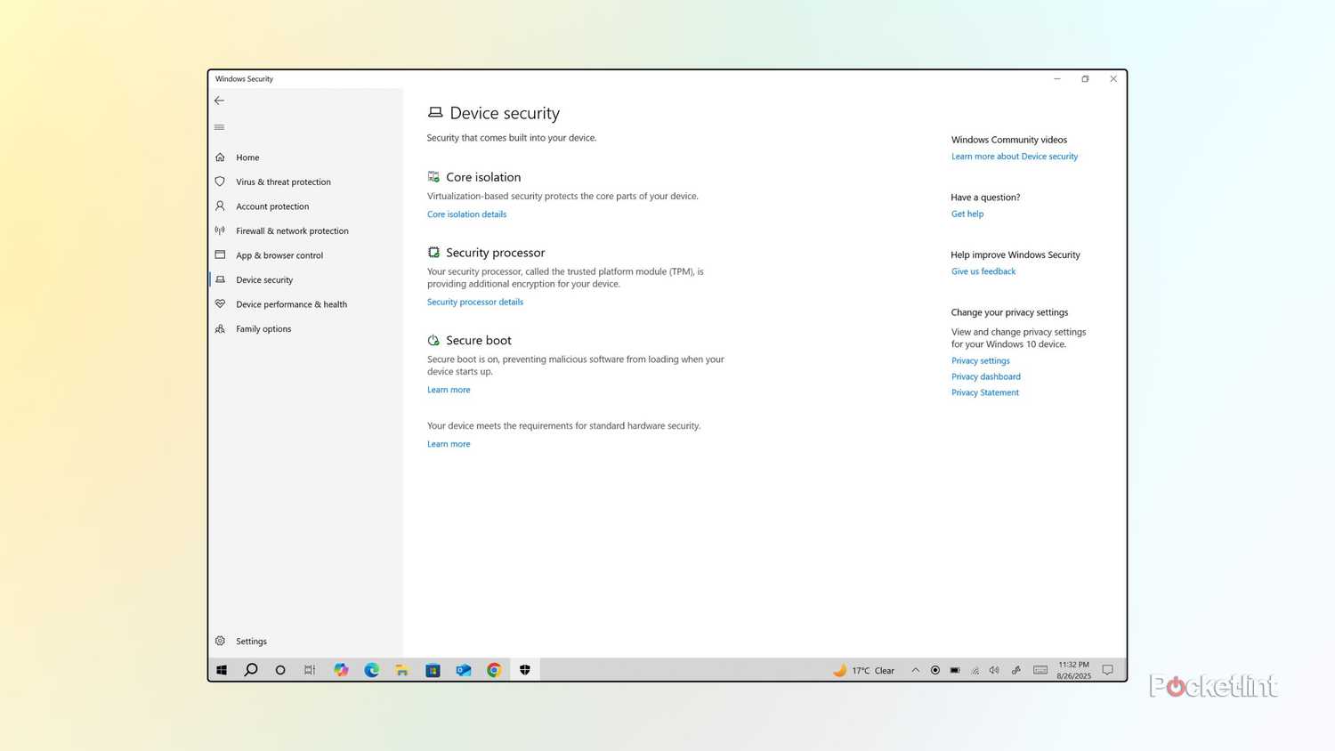 Windows 10 Security screenshot